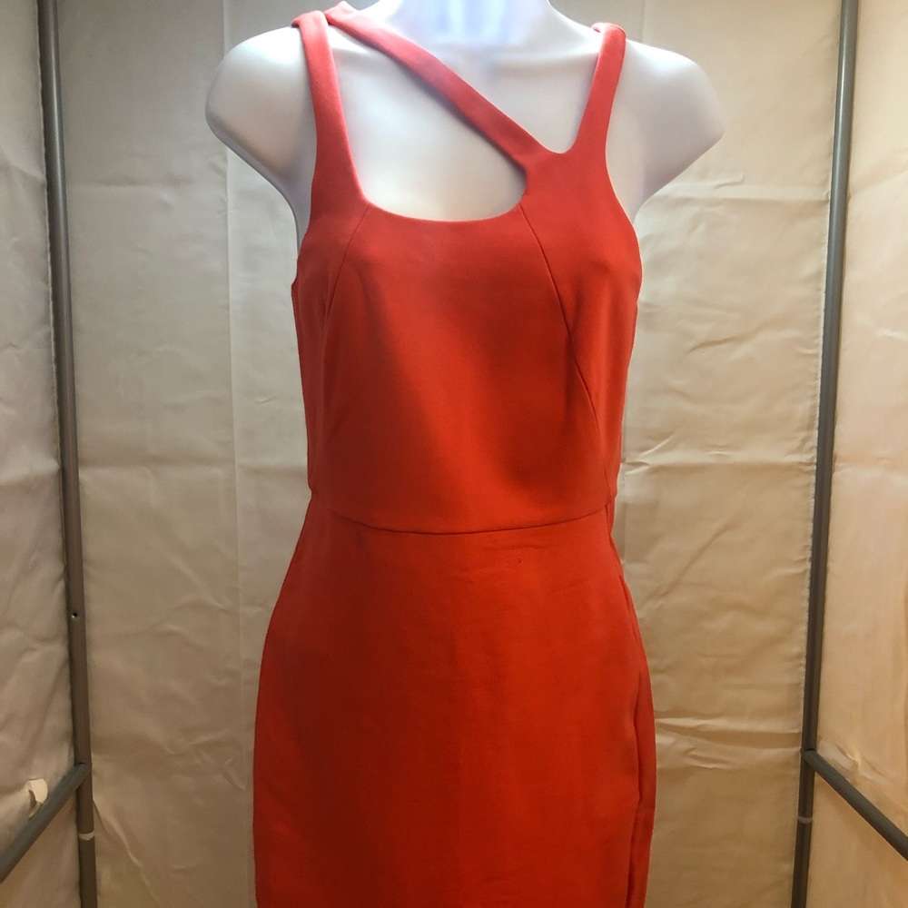 Coral Red Midi Cocktail Dress